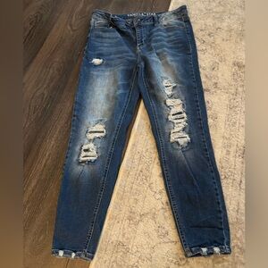 Vanilla Star Men's Ripped Dark Blue Skinny Jeans